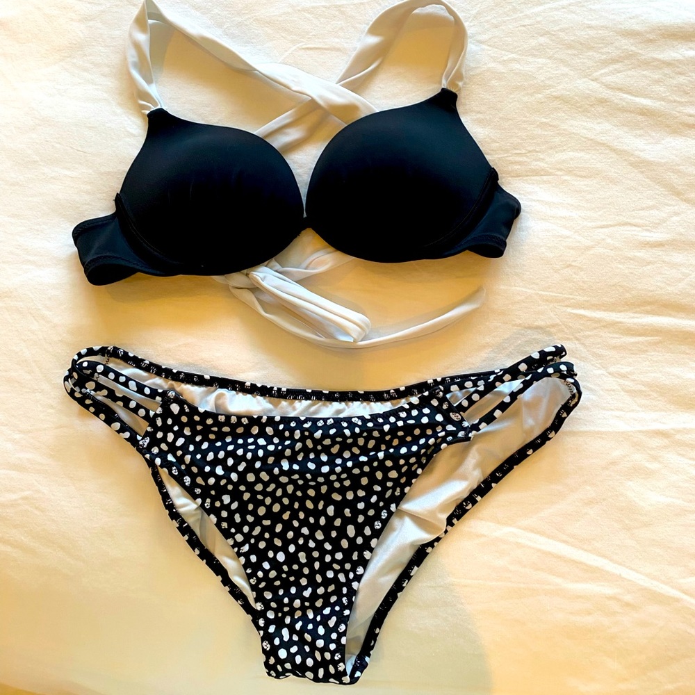 Victoria secrets black and white bikini.